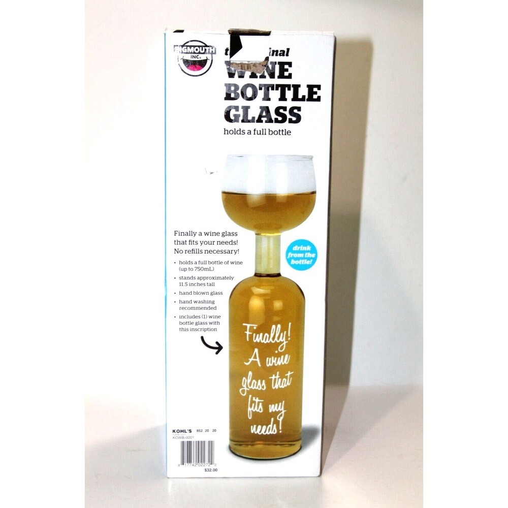 Big Mouth Original Wine Bottle Glass Holds Full Bottle 750 ml  Hand Blown 11.5"